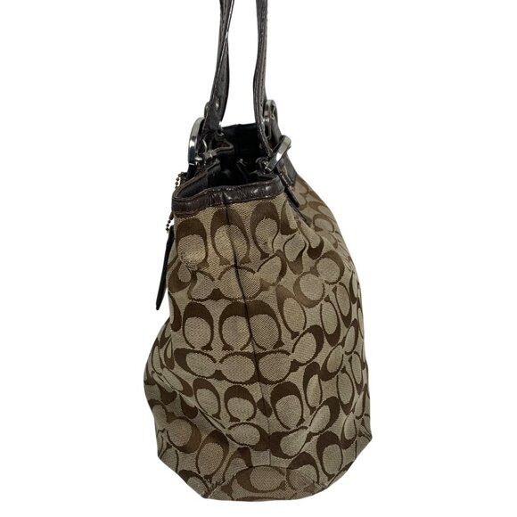 COACH Signature Soho Jacquard/Leather Tote Handbag Triple Entry Satchel F17401 - Picture 2 of 15